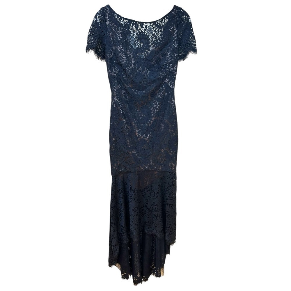 Theia - Women’s Lace, High-Low Mermaid Maxi Gown, Evening - Navy Blue, Size 0 - Picture 3 of 17